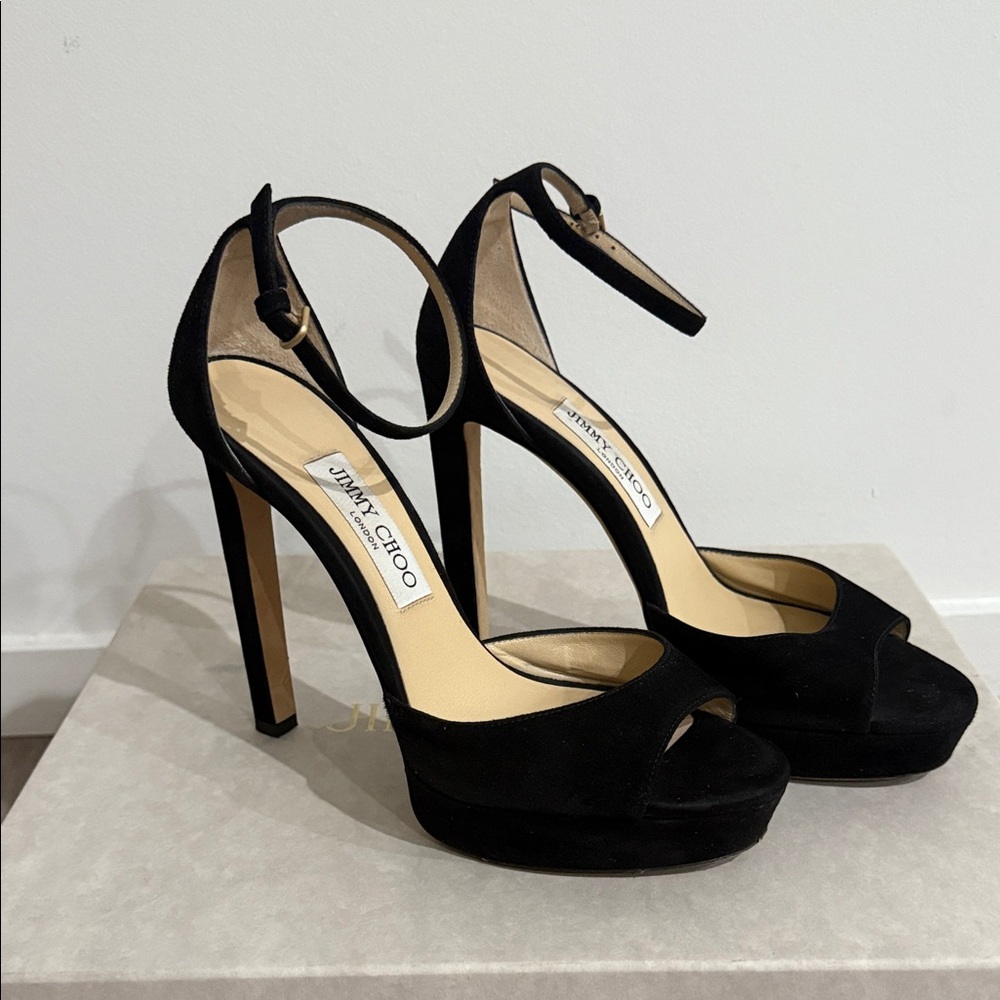 Like New Jimmy Choo Black Pattie 130 Sandals 37.5